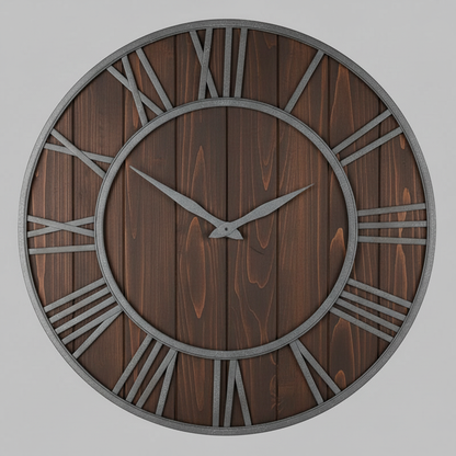 Large Modern Wall Clock | Industrial Wood and Metal Decor 40cm