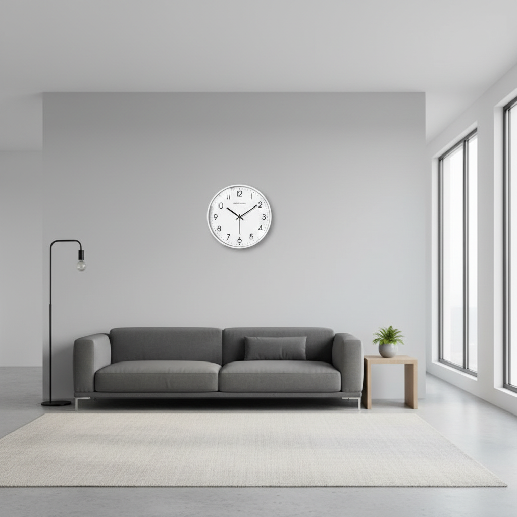 Silent White Round Wall Clock | Modern Wall Clock Decor