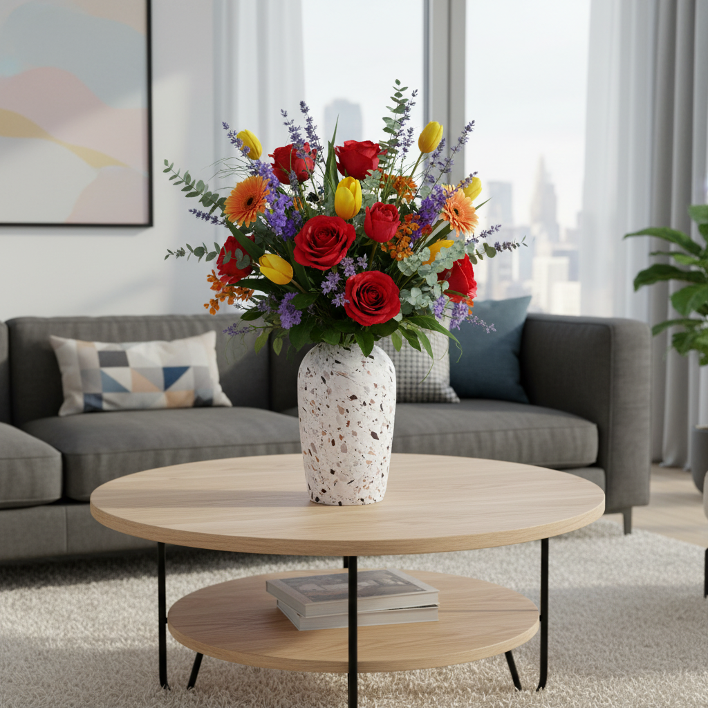 Terrazzo Style Ceramic Vase | Modern Flower Vase Decor
